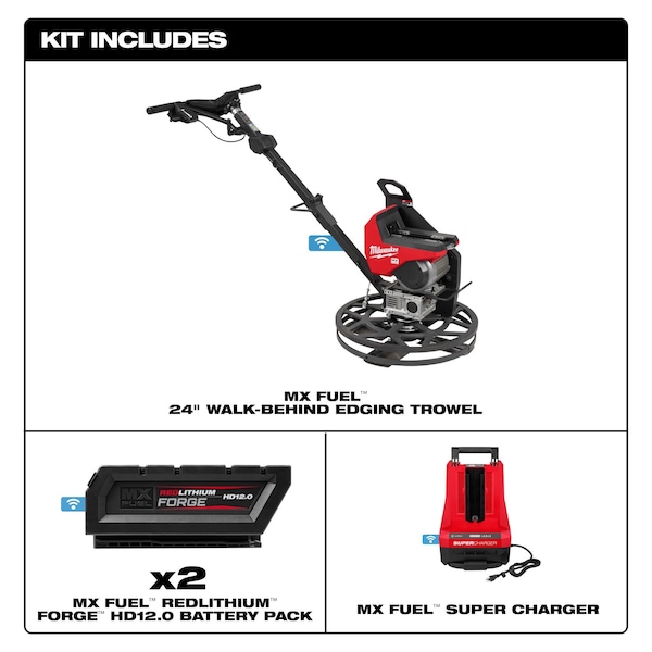 Milwaukee Tool MX FUEL 24 in. Walk-Behind Edging Trowel Kit - MXF324-2HD