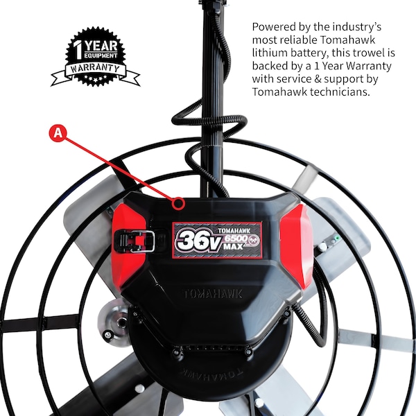 Tomahawk Power 30in Portable Concrete Power Trowel with 36V Battery and 18ft Bull Float Handle - EJXPT30