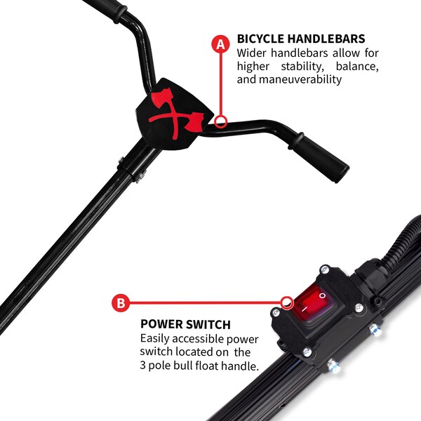 Tomahawk Power 30in Portable Concrete Power Trowel with 36V Battery and 18ft Bull Float Handle - EJXPT30