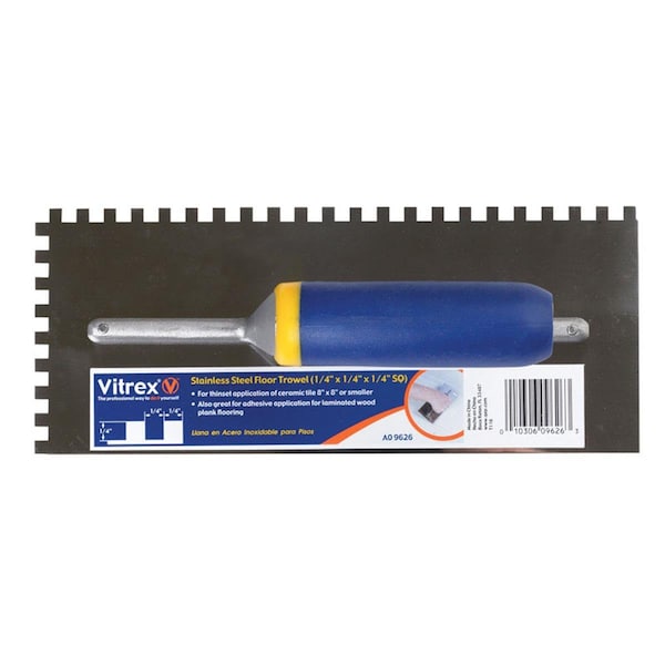 Vitrex 11 x 4.5 in. Stainless Steel Square Notched Trowel - 2166601