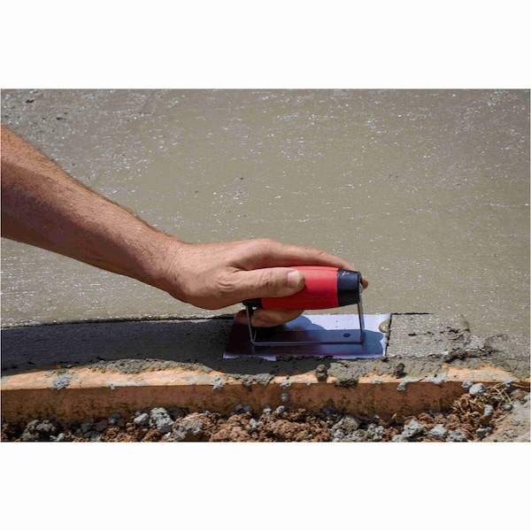 Qlt Curved End Hand Edger, Concrete Edger, Carbon Steel, 6 x 3 inch Edger, 3/8 inch Radius - HESG63