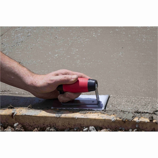 Qlt Curved End Hand Edger, Concrete Edger, Carbon Steel, 6 x 3 inch Edger, 3/8 inch Radius - HESG63
