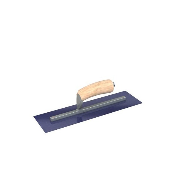 Bon Tool Ultra Flex Blue Steel Finishing Trowel - Sqaure End - 14" x 4" with Camel Back Wood Handle - 66-321