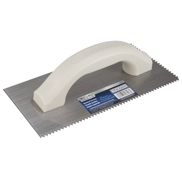 Vulcan V-Notched Trowel, 3/16 in x 5/32 in, High-Carbon Steel Blade, Poly Foam Ergonomic Handle - PT-150063L