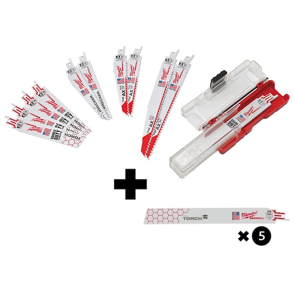 Milwaukee Tool SAWZALL SET, DEMO, 12PC, w/18T9LG TORCH 5PK - 49-22-1129, 48-00-5788