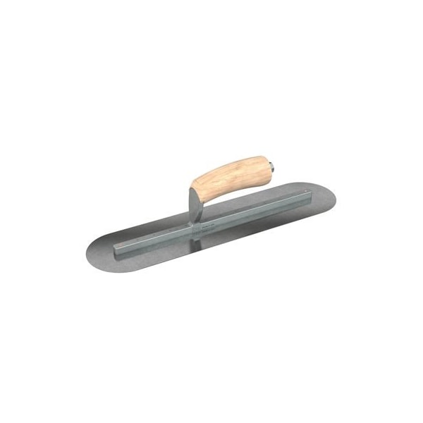 Bon Tool Carbon Steel Finishing Trowel - Round End - 16" x 4-1/2" with Camel Back Wood Handle - 66-195