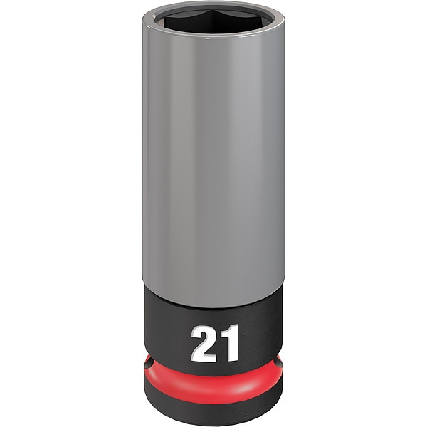 Milwaukee Tool 1/2 in Drive Lug Nut Wheel Socket Deep Socket, Black Phosphate, Lug Nut Wheel Plastic, 21 mm Sz - 49-66-7806