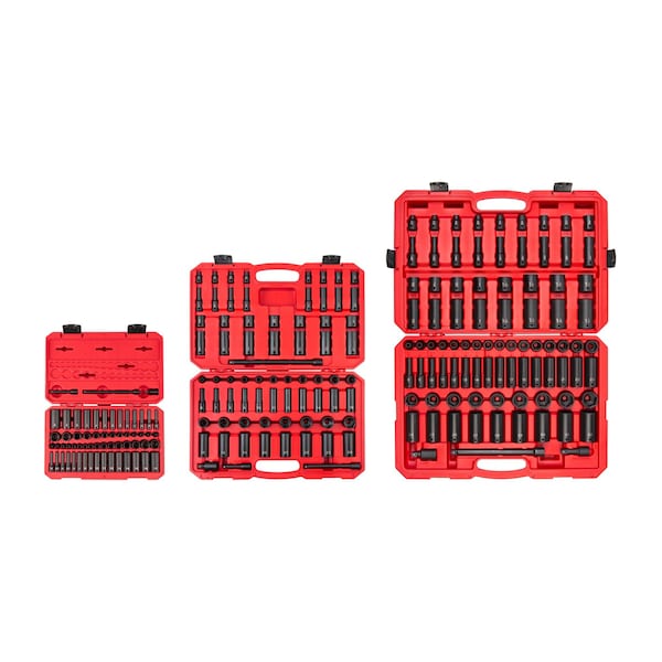 Tekton 1/4", 3/8", 1/2" Drive Impact Socket Set, SAE, Metric, 220 pcs - SID99403