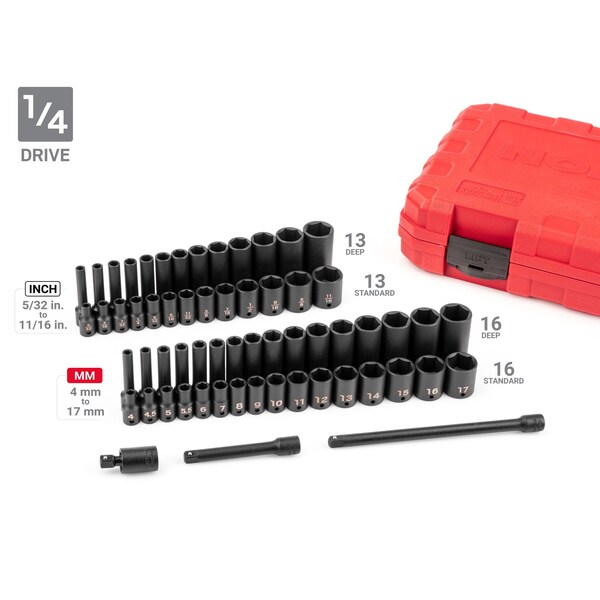 Tekton 1/4", 3/8", 1/2" Drive Impact Socket Set, SAE, Metric, 220 pcs - SID99403