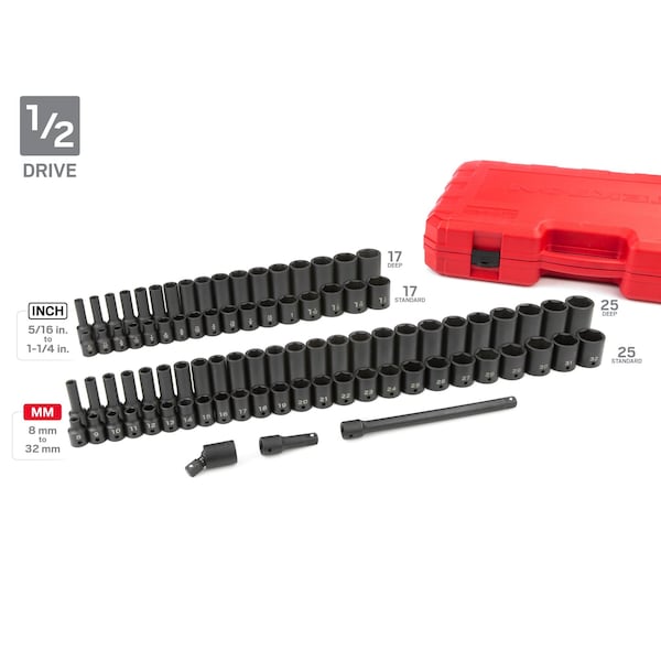Tekton 1/4", 3/8", 1/2" Drive Impact Socket Set, SAE, Metric, 220 pcs - SID99403