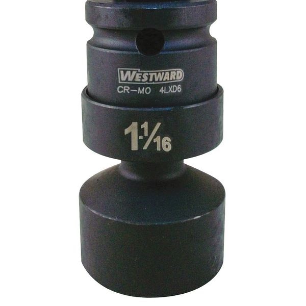 Westward WESTWARD 1/2 in Drive Impact Socket, Standard Socket, Black Oxide, Steel, 1 1/16 in - 4LXD6
