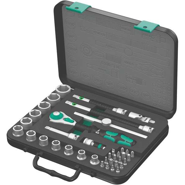 Wera 3/8" Drive Ratchet Set SAE, Torx(R) 38 Pieces 1/4 in to 7/8 in , Chrome - 05003596001