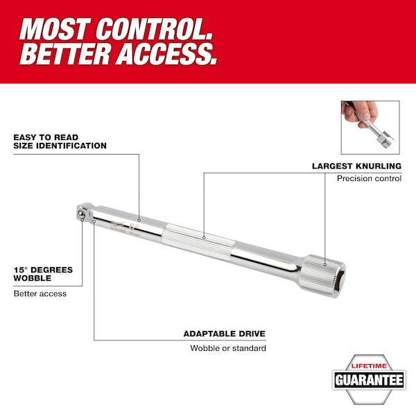 Milwaukee Tool Wobble Extension 3/8in Dr 12in - 43-24-9207
