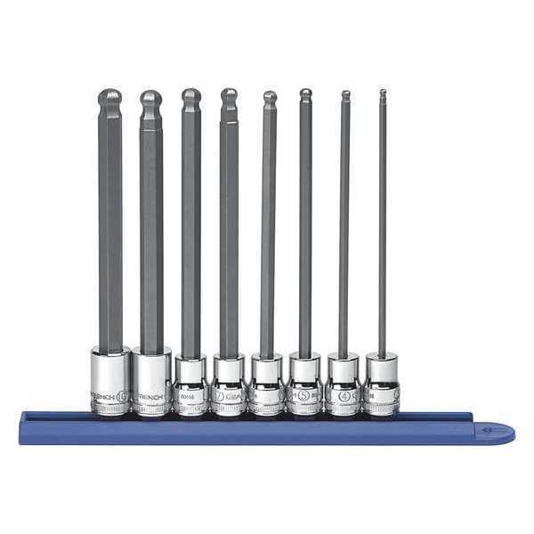 Gearwrench 8 Piece 3/8" Drive Long Ball End Hex Bit Metric Socket Set - 80573