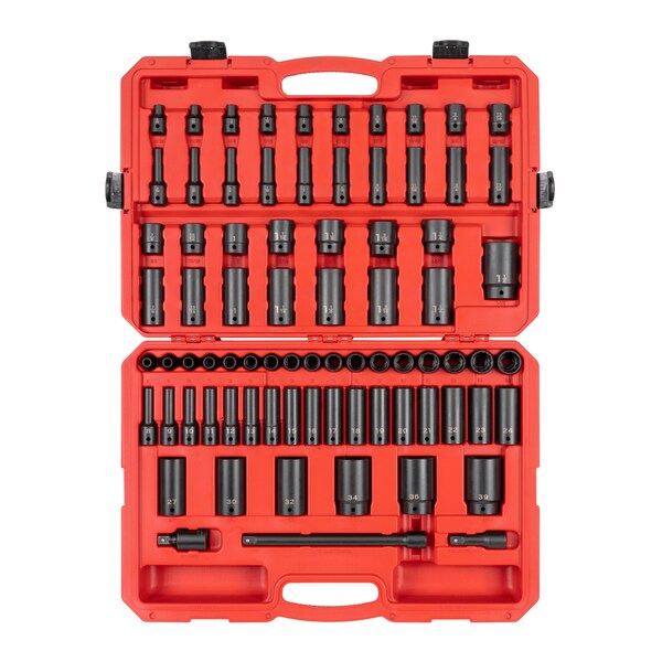 Tekton 1/2 Inch Drive 12-Point Impact Socket Set, 78-Piece (5/16 - 1-1/2 in., 8-39 mm) - SID92408