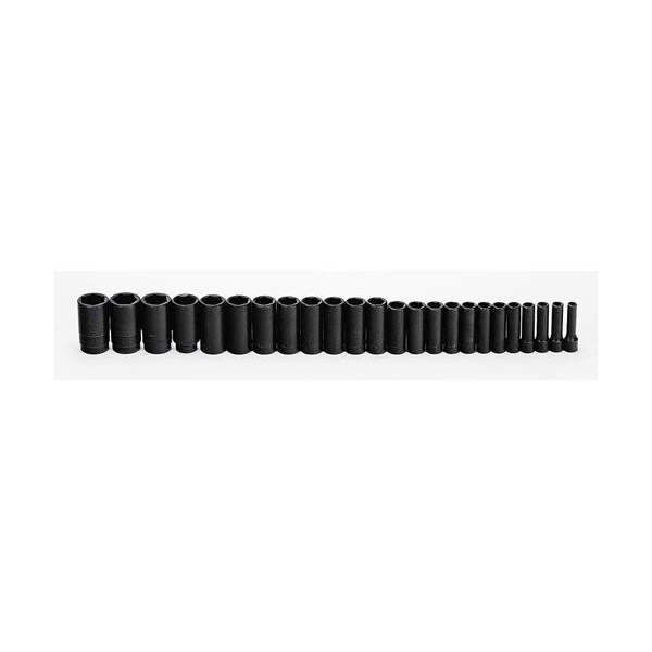 Williams Socket Set, 24 Pieces, 1/2 Inch Dr, Impact, 1/2 Inch Size - JHWMS-1424RC