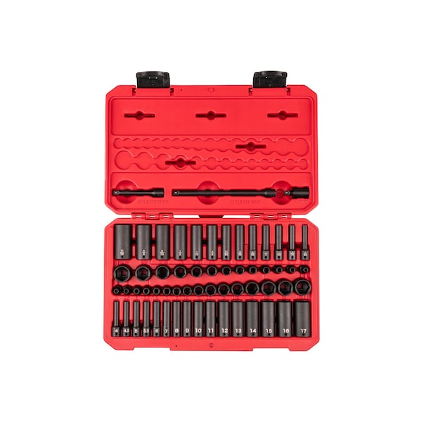 Tekton 1/4'' Drive 6-Point Impact Socket Set with Case, 61-Piece, 5/32-11/16'', 4-17 mm - SID90403