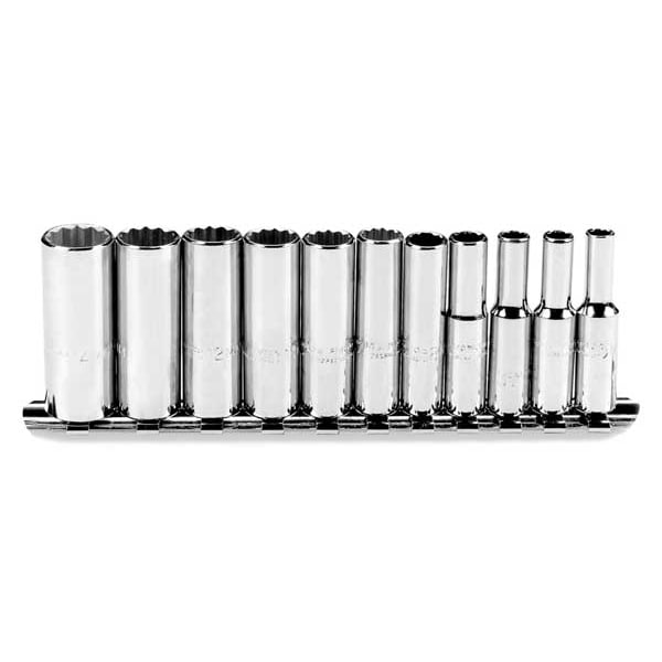Proto 1/4" Drive Deep Socket Set Metric 11 Pieces 5 mm to 14 mm , Full Polish - J47203