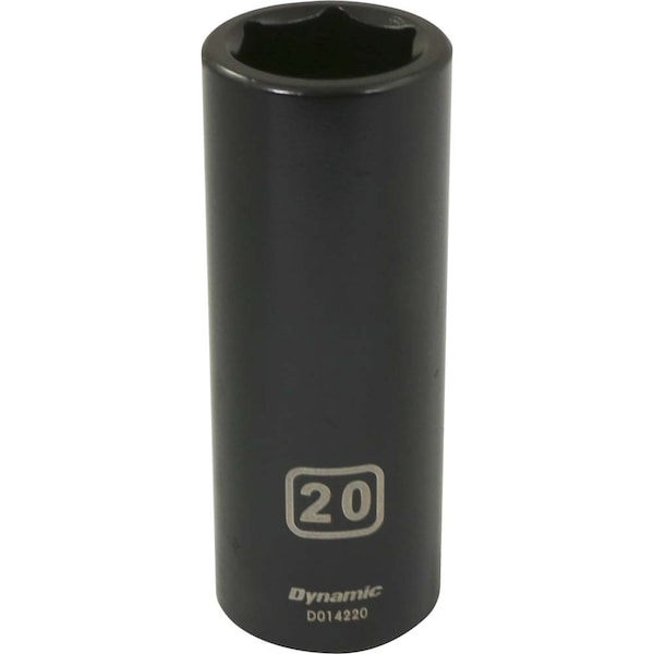 Dynamic 1/2" Drive Deep Socket, Black Phosphate, Tools 1/2" Drive 6 Point Metric, 20mm Deep Length - D014220