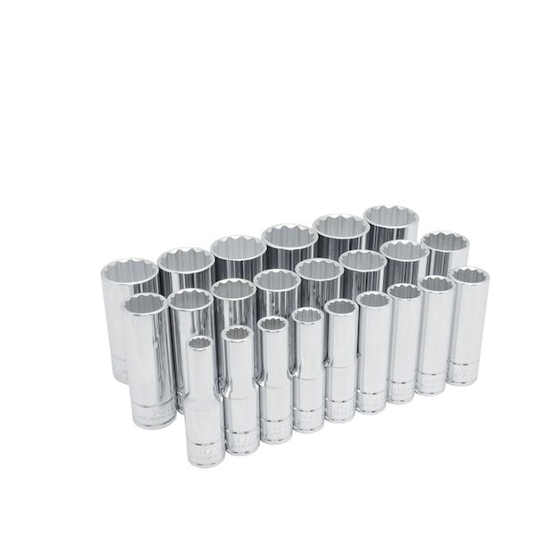 Urrea 1/2" Drive 12-Point (Metric) Socket Set of 23 pcs - 54201