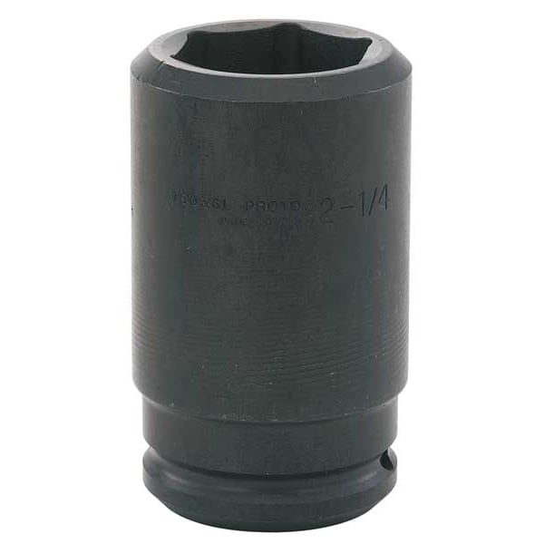 Proto 1-1/2" Drive, 1-11/16" Size, SAE Impact Socket, Deep Socket, 6-Point, Black Oxide - J15027L