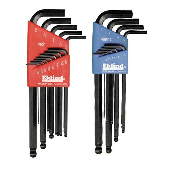 Eklind Combination Ball-Hex-L Key Set, Sizes 0.050 to 3/8 and Size 1.5 mm to 10 mm (22-Piece) - 13222