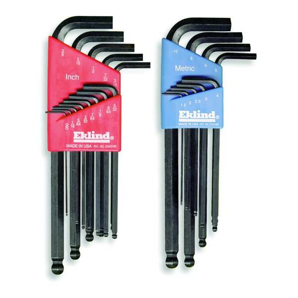 Eklind Combination Ball-Hex-L Key Set, Sizes 0.050 to 3/8 and Size 1.5 mm to 10 mm (22-Piece) - 13222
