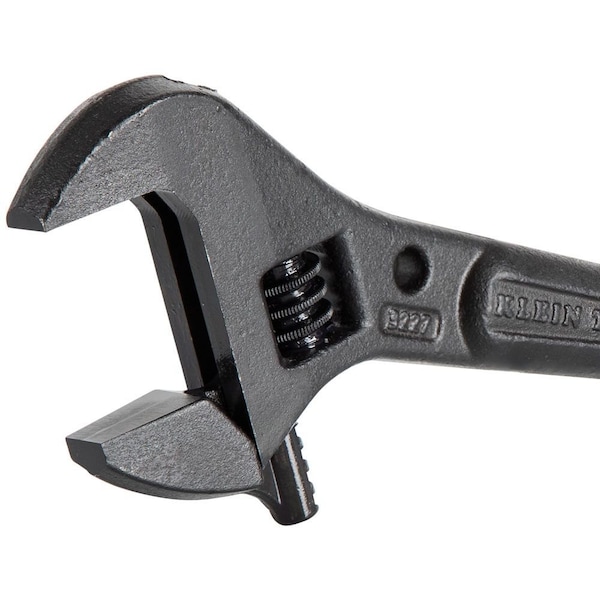 Klein Tools Adjustable Spud Wrench, Open End, 1-7/16 in Head, 0 in Offset, Alloy Steel, Black Oxide - 3227