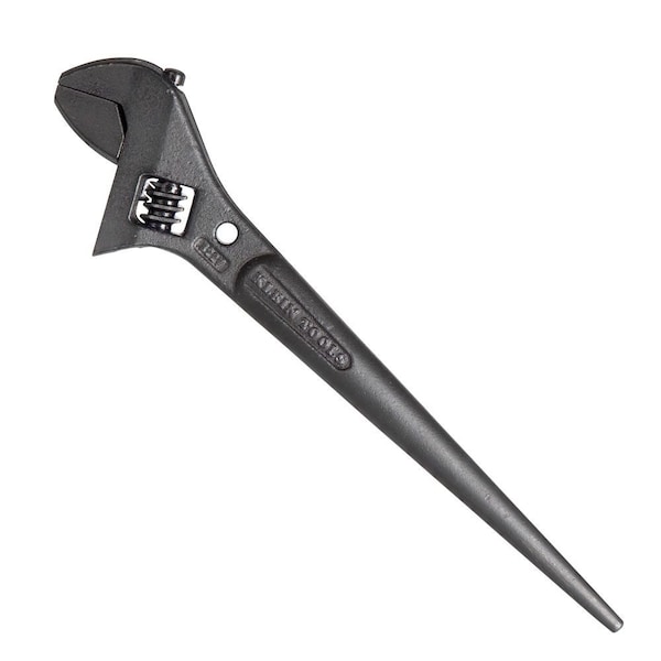 Klein Tools Adjustable Spud Wrench, Open End, 1-7/16 in Head, 0 in Offset, Alloy Steel, Black Oxide - 3227