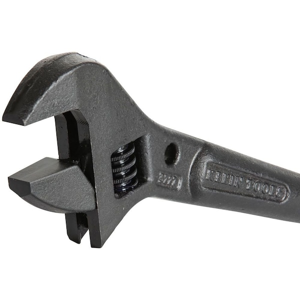 Klein Tools Adjustable Spud Wrench, Open End, 1-7/16 in Head, 0 in Offset, Alloy Steel, Black Oxide - 3227