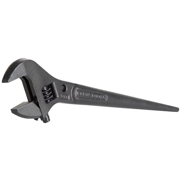 Klein Tools Adjustable Spud Wrench, Open End, 1-7/16 in Head, 0 in Offset, Alloy Steel, Black Oxide - 3227