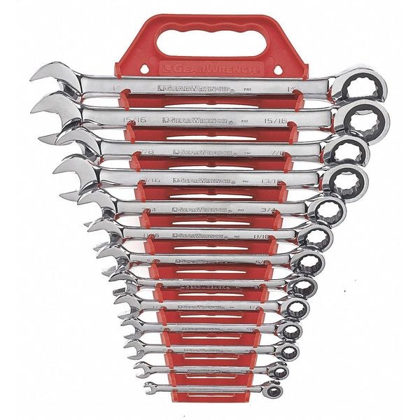 Gearwrench 13 Piece 72-Tooth 12 Point Ratcheting Combination SAE Wrench Set - 9312