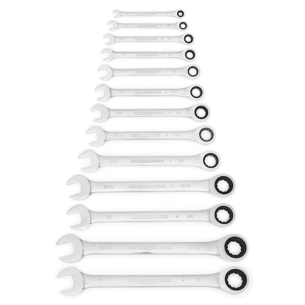 Gearwrench 13 Piece 72-Tooth 12 Point Ratcheting Combination SAE Wrench Set - 9312