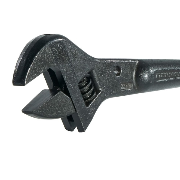 Klein Tools Adjustable Spud Wrench, Alloy Steel, 16 in Overall Length, 1-1/2 in Head, Black Oxide - 3239