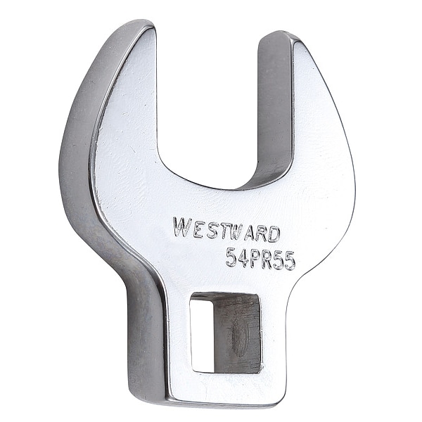 Westward 3/8" Drive, Metric 19mm Crowfoot Socket Wrench, Open End Head, Chrome Finish - 54PR55