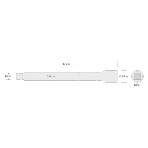 Tekton 1/2 Inch Drive x 6 Inch Wobble Extension - SHA21306