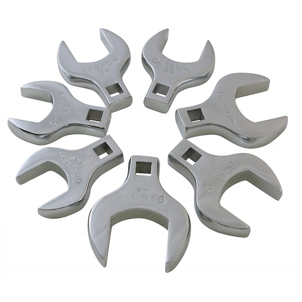 Sunex 1/2" Drive Crowfoot Wrench Set, Metric, 7 pcs, Chrome Plated - 9740A