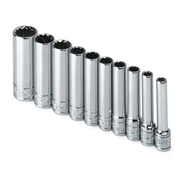 Sk Professional Tools 1/4" Drive Socket Set SAE 10 Pieces 3/16 in to 9/16 in , Chrome, Skt St, Chrm, E4 to E10, Torx - 4950