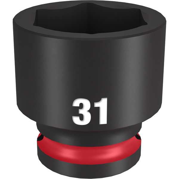 Milwaukee Tool 31mm SHOCKWAVE Impact Duty 1/2 in. Drive Standard 6 Point Impact Socket - 49-66-6263