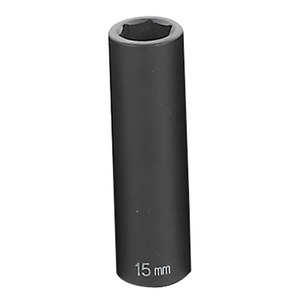 Grey Pneumatic 1/2" Drive, 15mm Size, Metric Socket, 6 Points, 15mm, 1/2"D, Impact, 6pt., D - 2015MD
