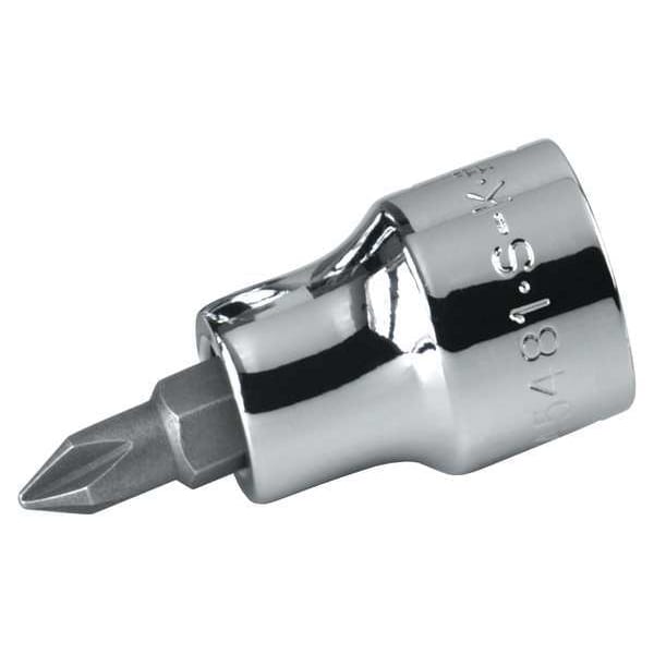 Sk Professional Tools 1/4 in Drive Phillips Socket Bit SAE #2 Tip, 2 3/4 in L, 1/4" Dr, SAE Socket Bit, #2 Phillips, 4 Pts - 44482