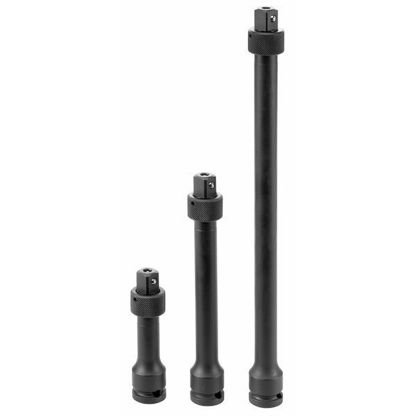 Grey Pneumatic Locking Extension Set 1/2" Dr, 3"; 7"; 12" L, 3 Pieces - 2203QL