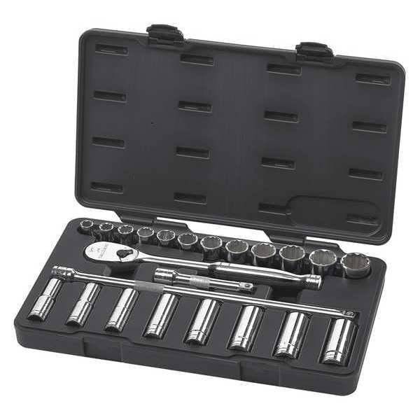 Gearwrench 23 Piece 1/2" Drive 6 Point Standard & Deep SAE Mechanics Tool Set - 80707