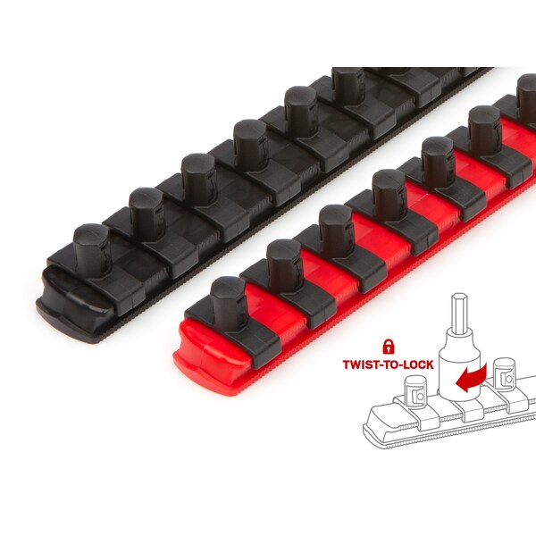 Tekton 3/8 Inch Drive Hex Bit Socket Set with Rails, 18-Piece (1/8-3/8 in., 3-10 mm) - SHB91201