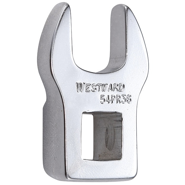 Westward 3/8" Drive, SAE 1/2" Crowfoot Socket Wrench, Open End Head, Chrome Finish - 54PR36