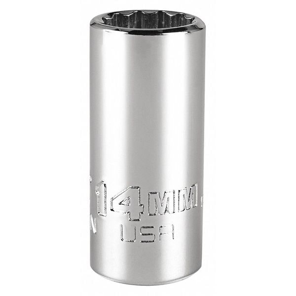 Proto 3/8 in Drive, Triple Square Metric Socket, 12 Points, Steel, Chrome, 14 mm - J5214MN
