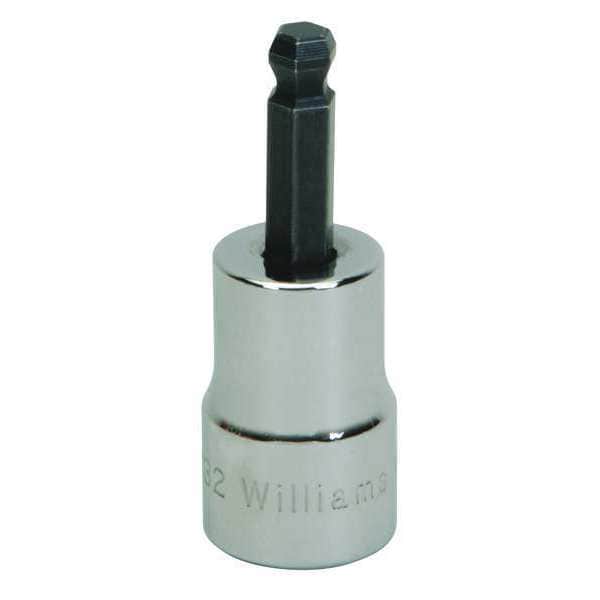 Williams 3/8" Dr, 1/4" Size, SAE Ball Hex Bit Socket, 6 Pts - BA-8HBA