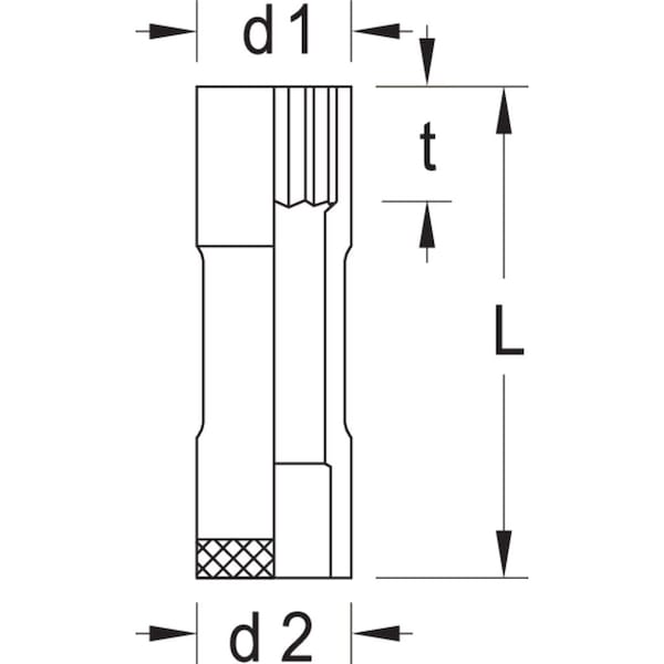 Gedore 1/2" Square Drive, 34mm Metric Socket, 12 Points, 1/2", Long 34mm - D 19 L 34
