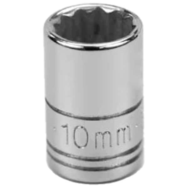 Sk Professional Tools 1/4 in Drive, 10mm Metric Socket, 12 Points, Steel, Chrome, 10 mm - 43709
