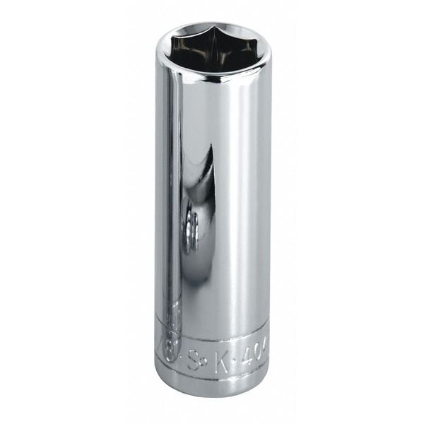 Sk Professional Tools 3/8 in Drive, 15mm Metric, Socket, 6 Points, Steel, Chrome, 15 mm - 8415